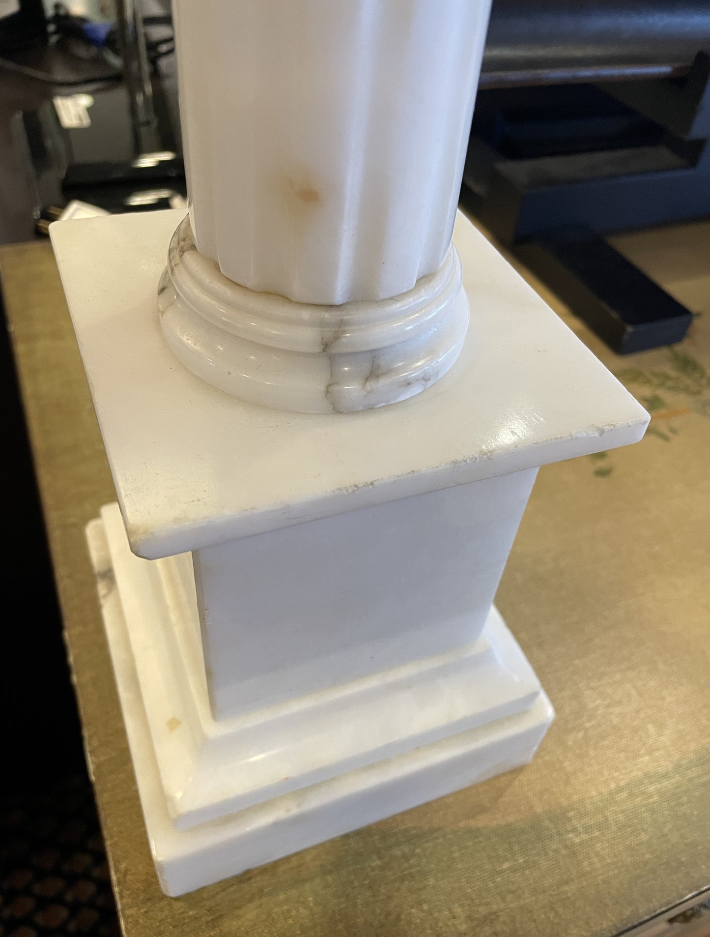Pr. Alabaster Column Lamps, AS IS (0HU00C)