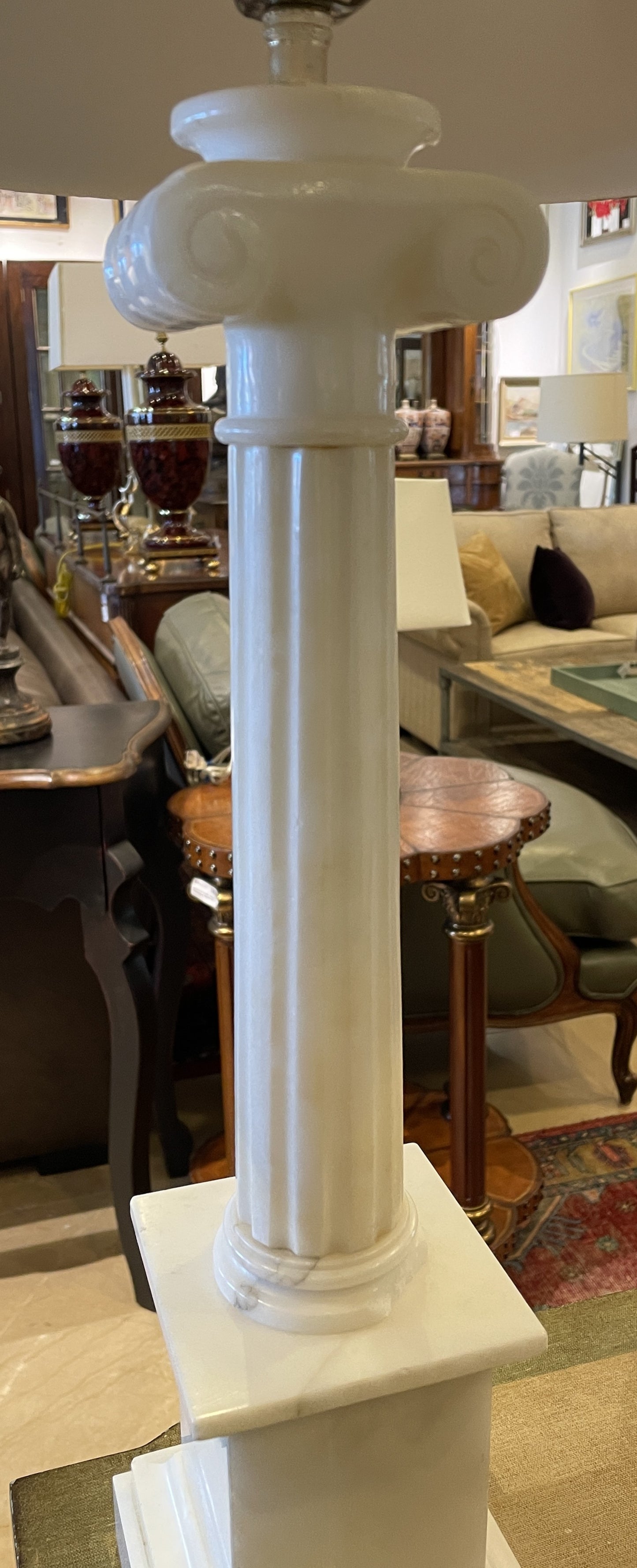 Pr. Alabaster Column Lamps, AS IS (0HU00C)