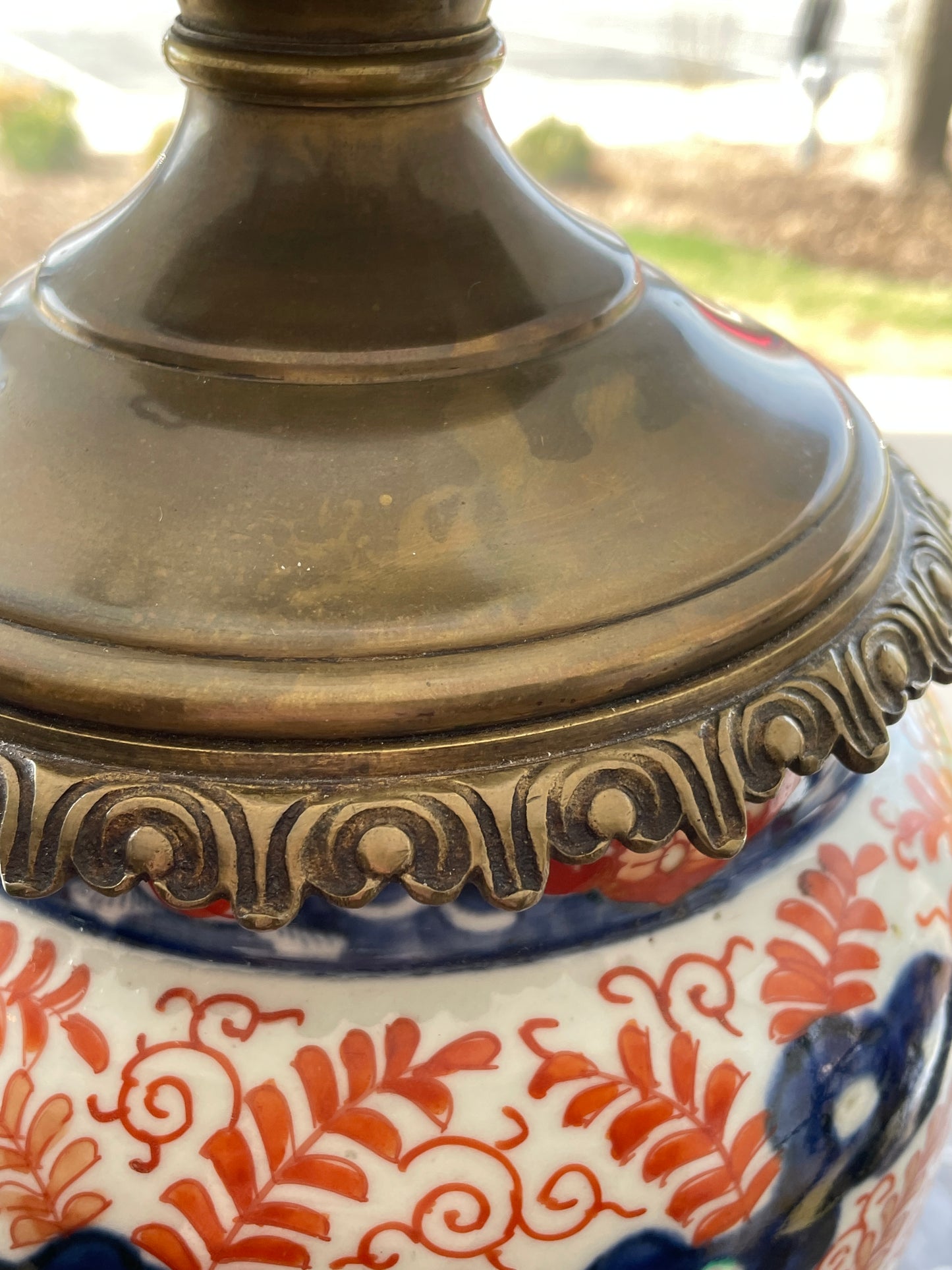 Antique 19th Century Japanese Imari Table Lamps Mounted on Bronze, a pair (05B00A)