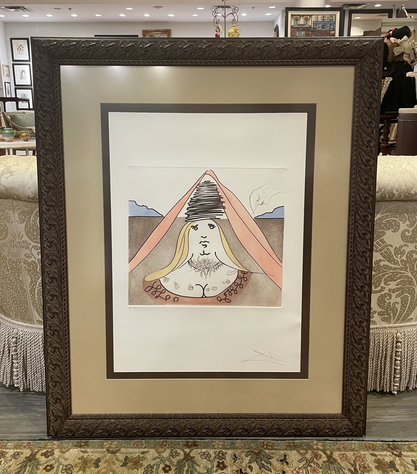 Salvador Dali "The Lady from Dulcinea" Framed Etching (CZ9C78)