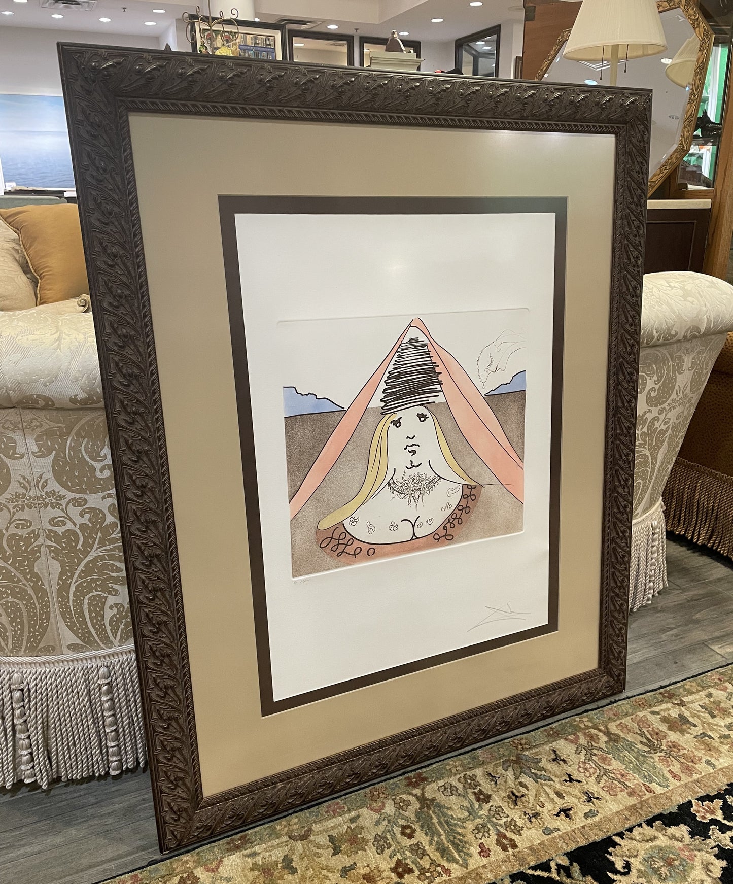 Salvador Dali "The Lady from Dulcinea" Framed Etching (CZ9C78)