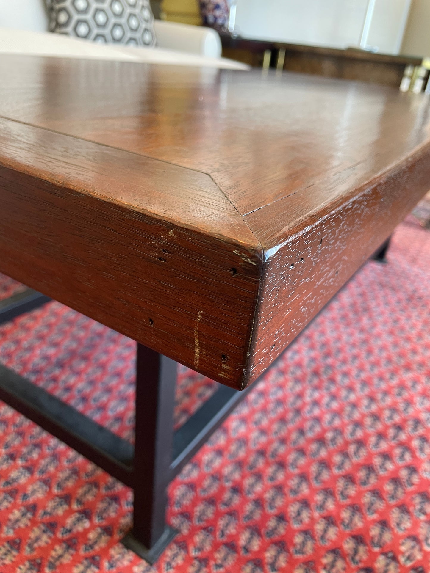 Iron and Plank Wood Coffee Table (01B031)