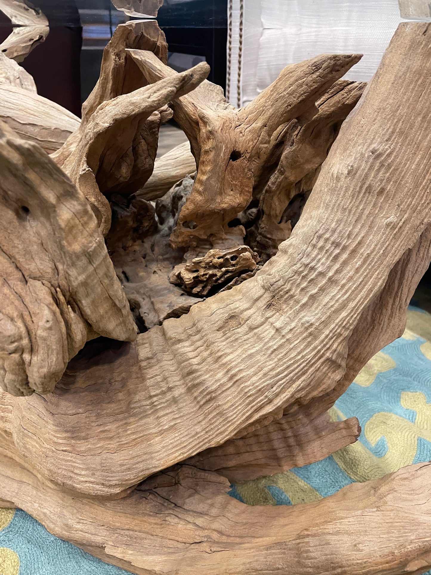 Drift Wood Coffee Table with Oval Glass Top (0HU005)