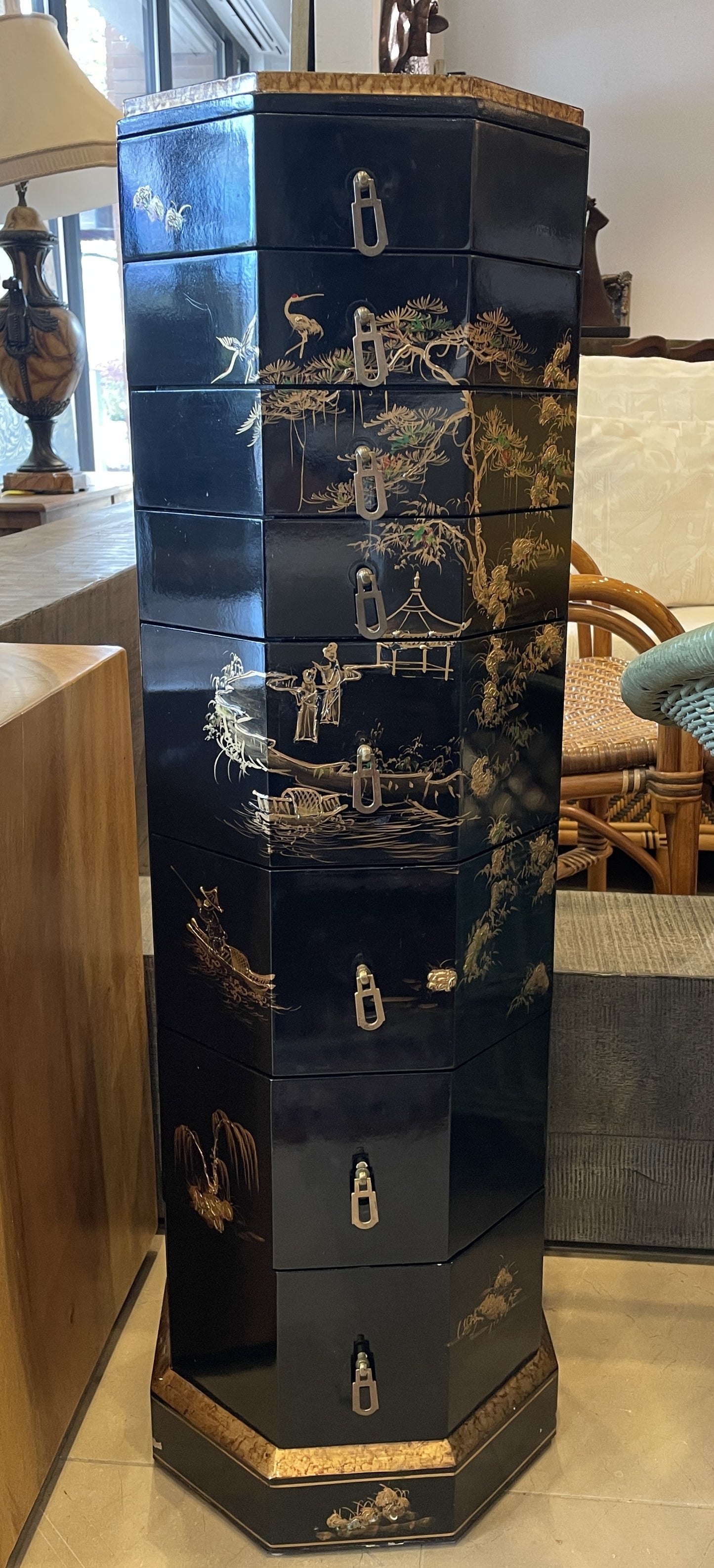 Chinoiserie Octagonal Jewelry box (0HU001)