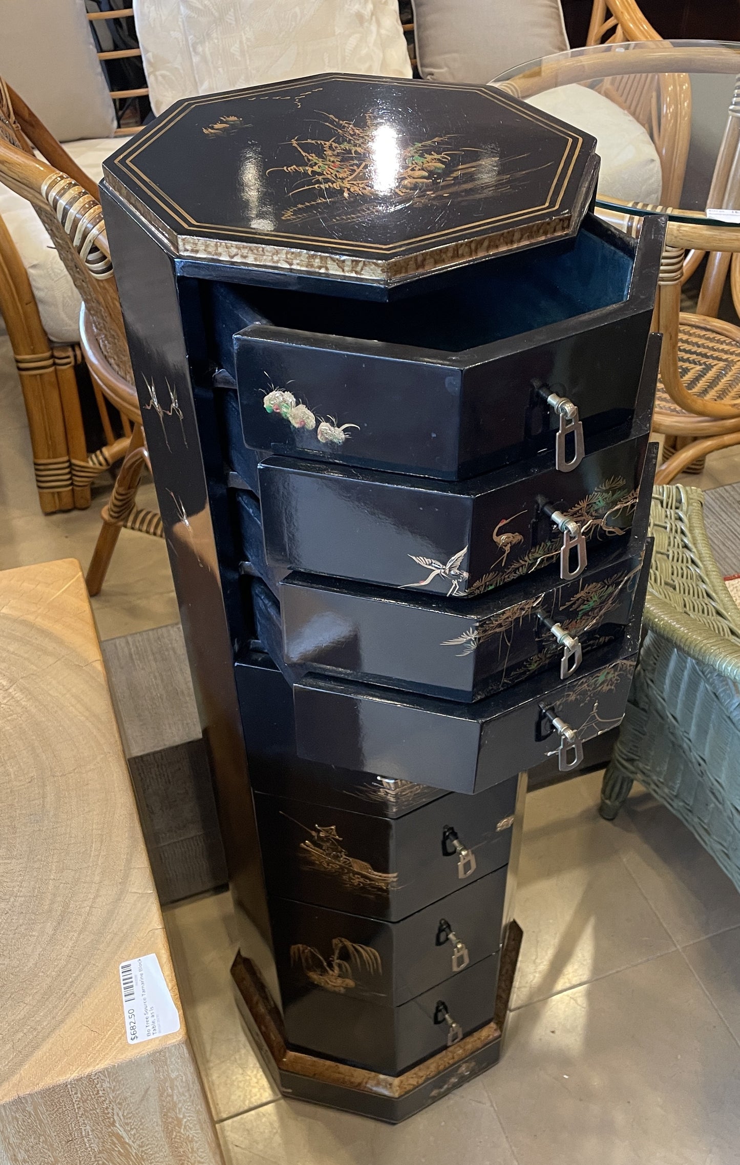 Chinoiserie Octagonal Jewelry box (0HU001)