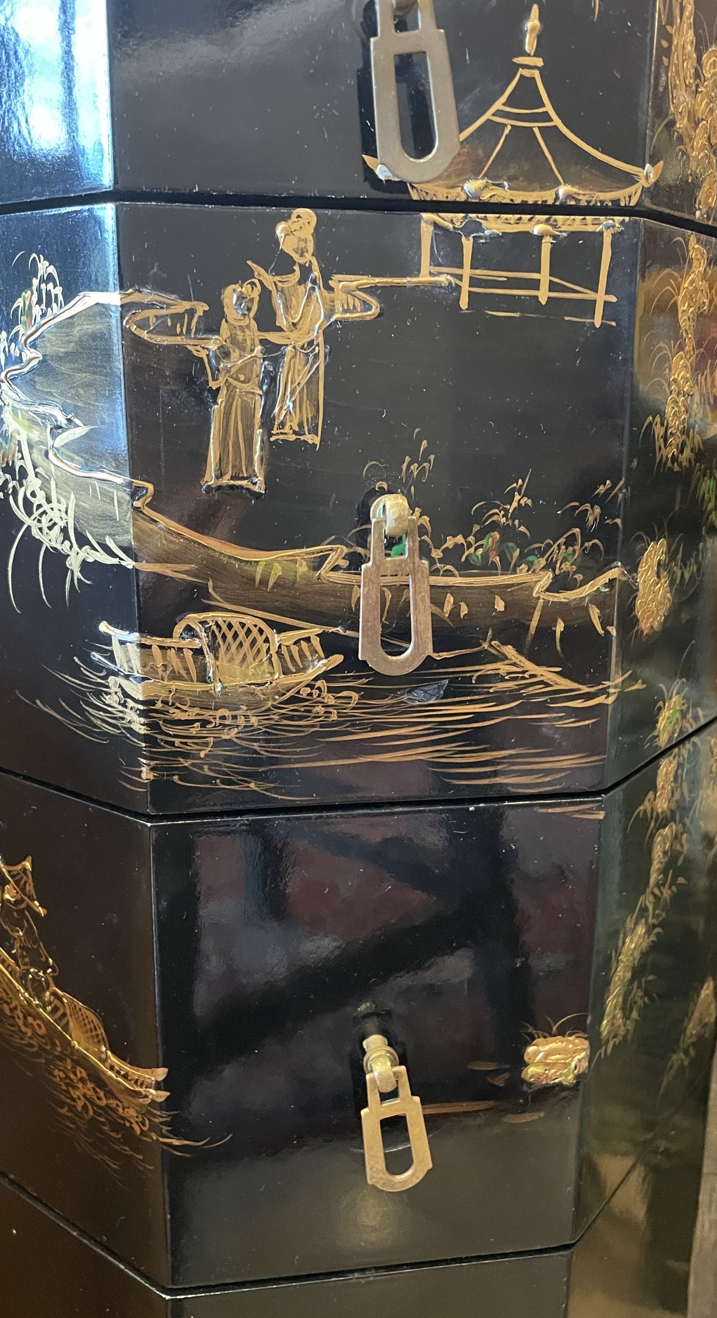 Chinoiserie Octagonal Jewelry box (0HU001)