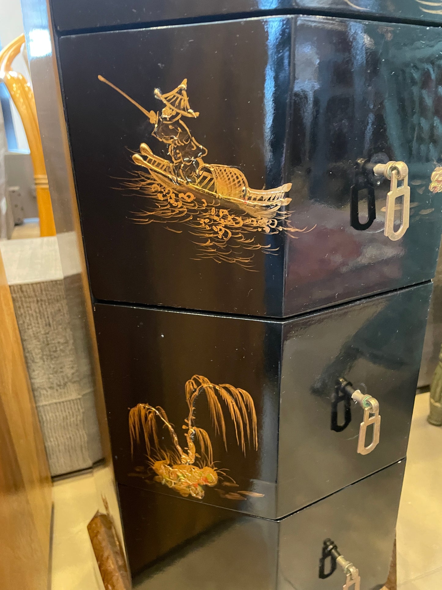 Chinoiserie Octagonal Jewelry box (0HU001)