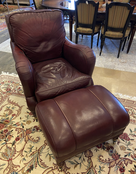 Toms Price Leather Chair and Ottoman AS IS (SN2QLB)