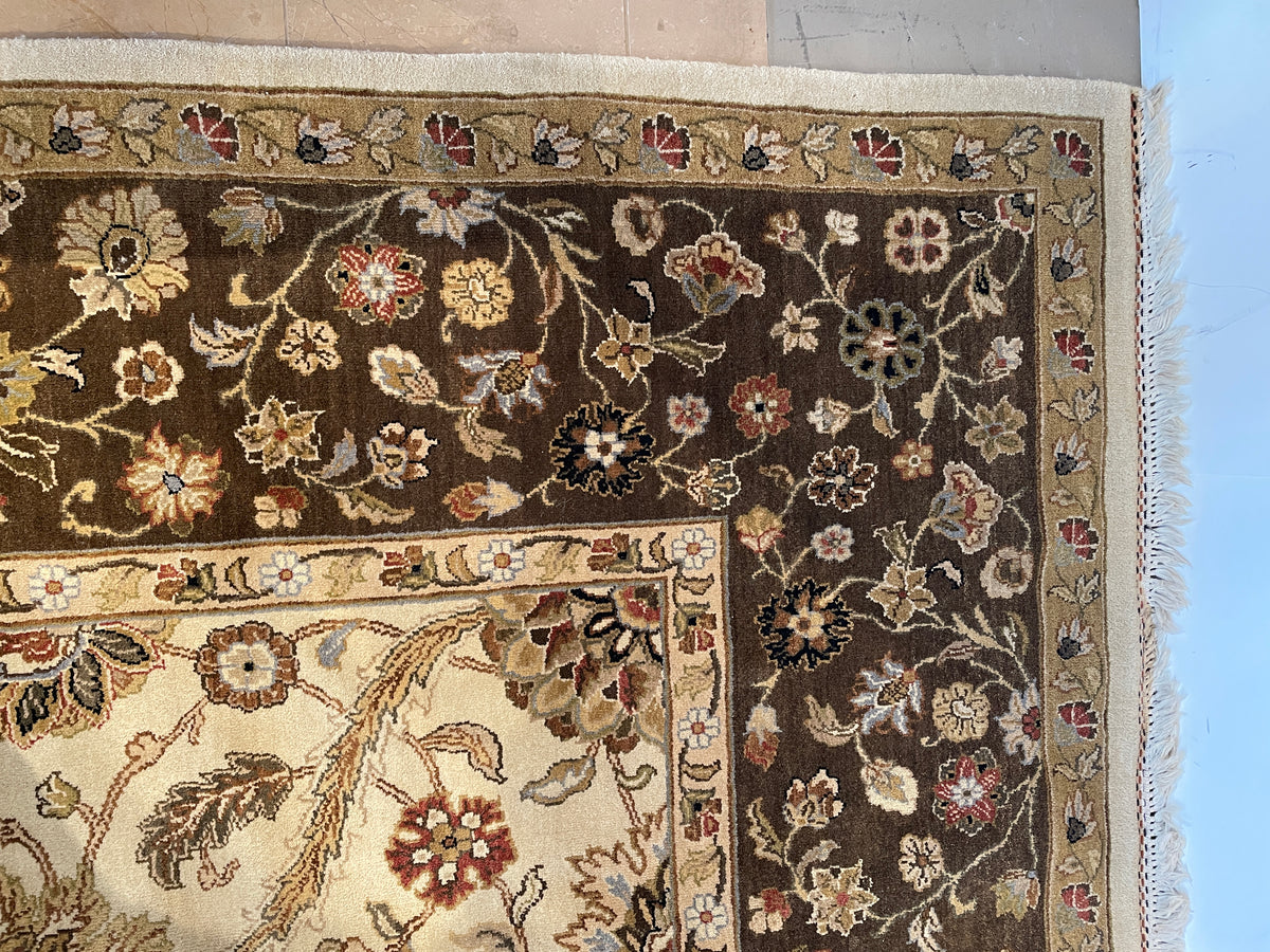 Hand Knotted Brown and Neutral Rug (10'x14') (0EQ002)