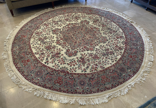 Round Hand Knotted Floral Rug (189G8C)