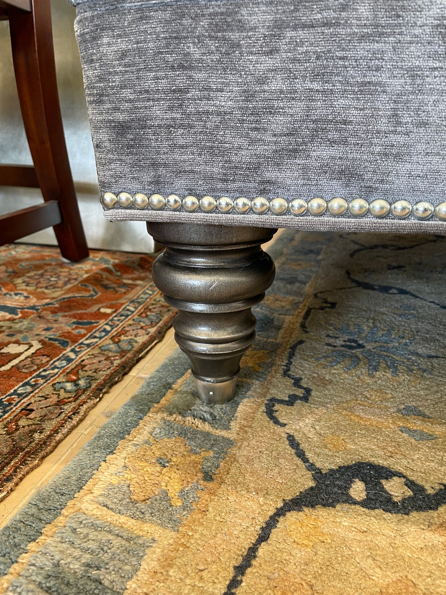 Ethan Allen Anton Custom Ottoman in Gray (0I600A)