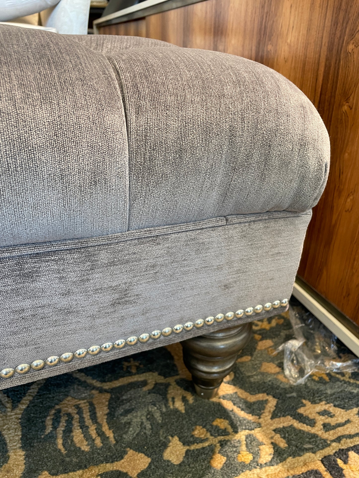 Ethan Allen Anton Custom Ottoman in Gray (0I600A)