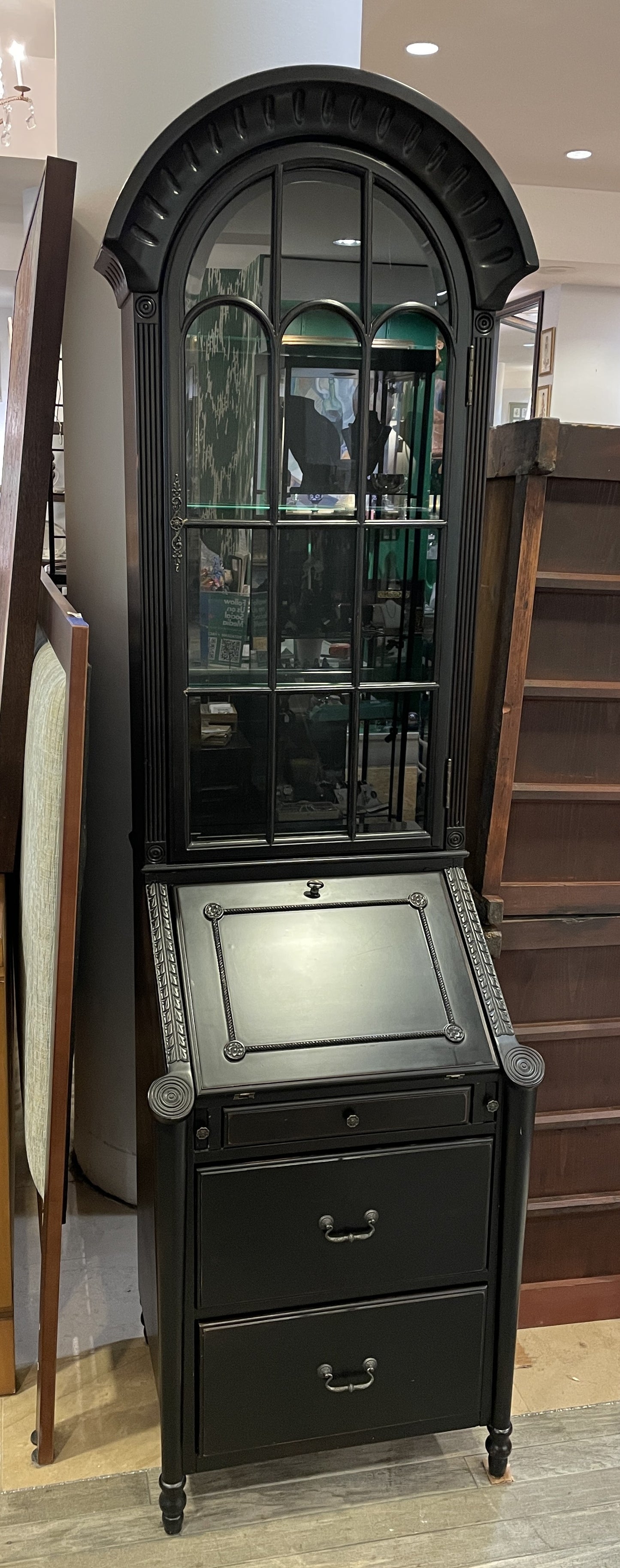 Four Hands Black Secretary Desk, AS IS (0HS006)