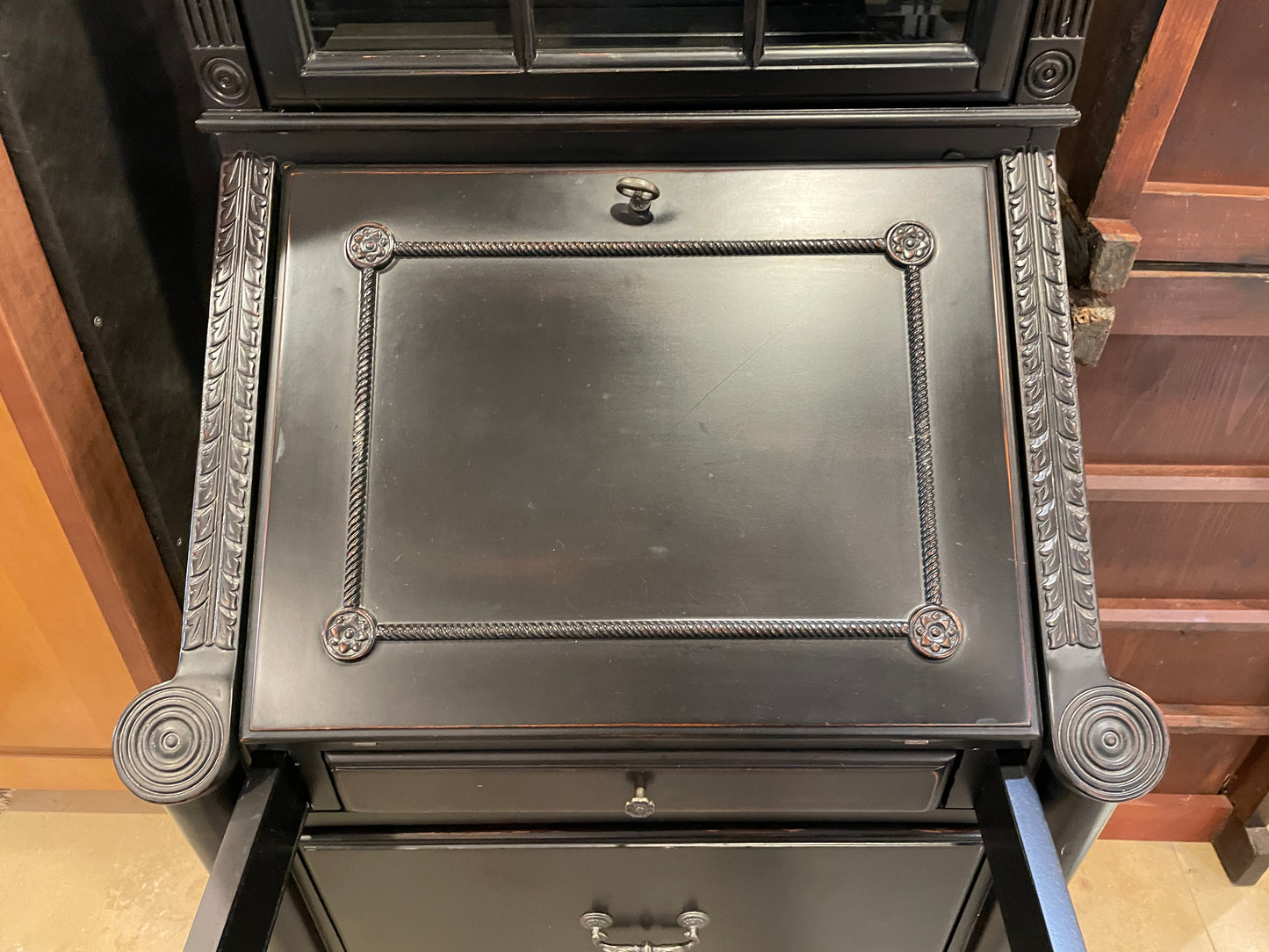 Four Hands Black Secretary Desk, AS IS (0HS006)