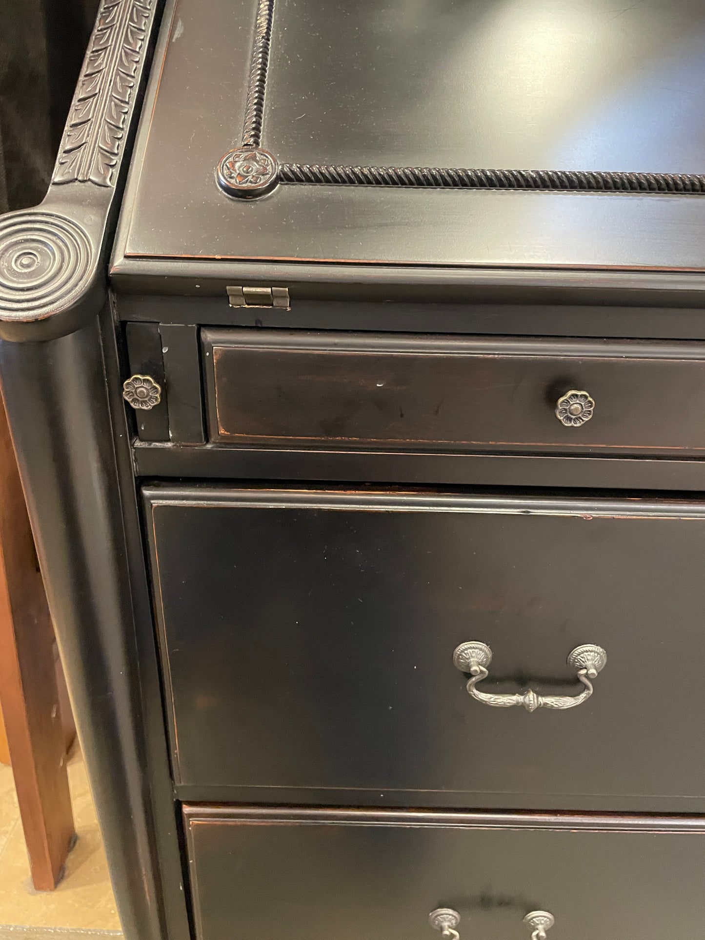 Four Hands Black Secretary Desk, AS IS (0HS006)