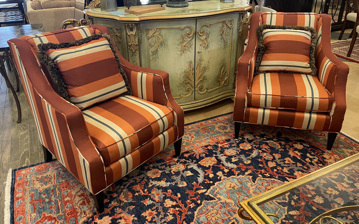 Striped Channel Arm Lounge Chair (Two available 0LP006 and 0LP007)