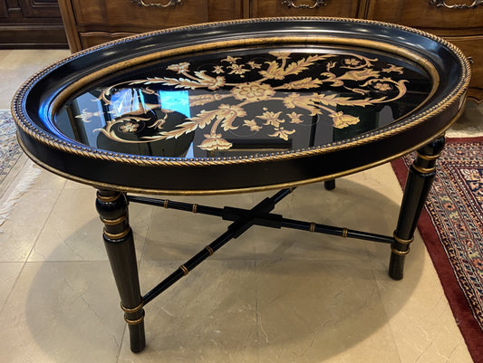 Accents Beyond Oval Black and Gold Coffee Table (XUF199)