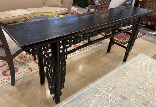 Chinese Antique Black Altar Table (9TSK3L)