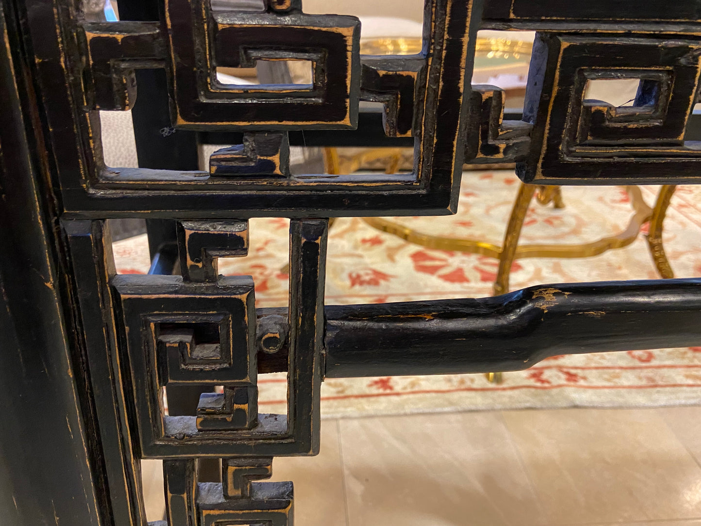 Chinese Antique Black Altar Table (9TSK3L)