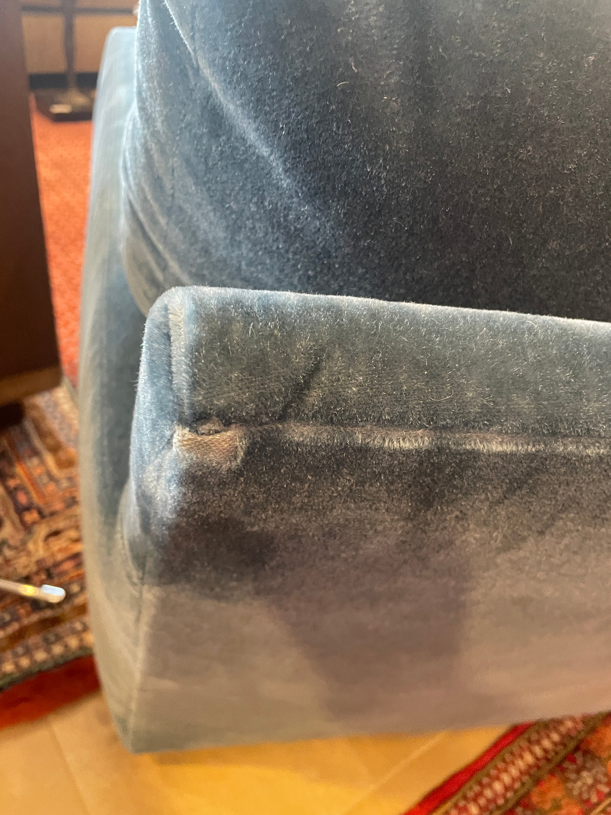 A. Rudin Blue Mohair Swivel Chair, AS IS (0PQ001)