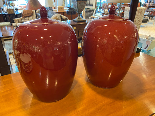 Pair of Oxblood Ginger Jars (25489)