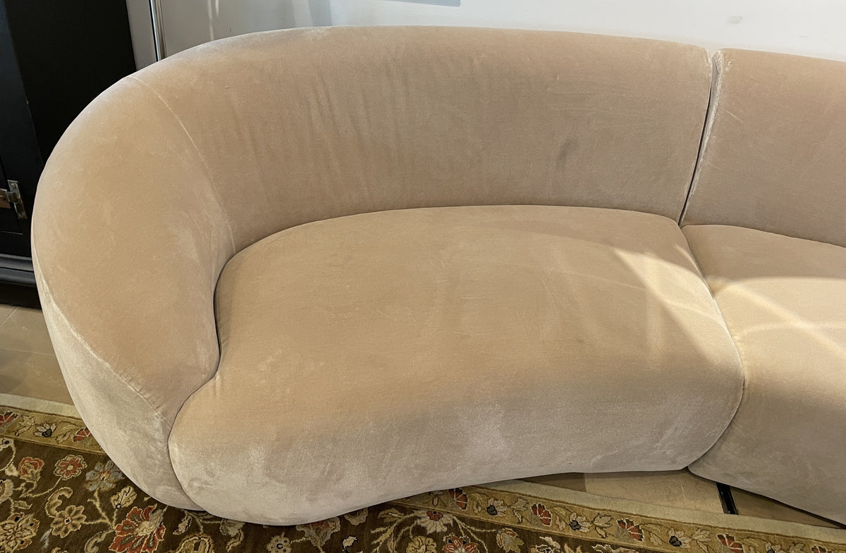 CB2 Roma Curved Sofa, Faux Mohair (0LG020)