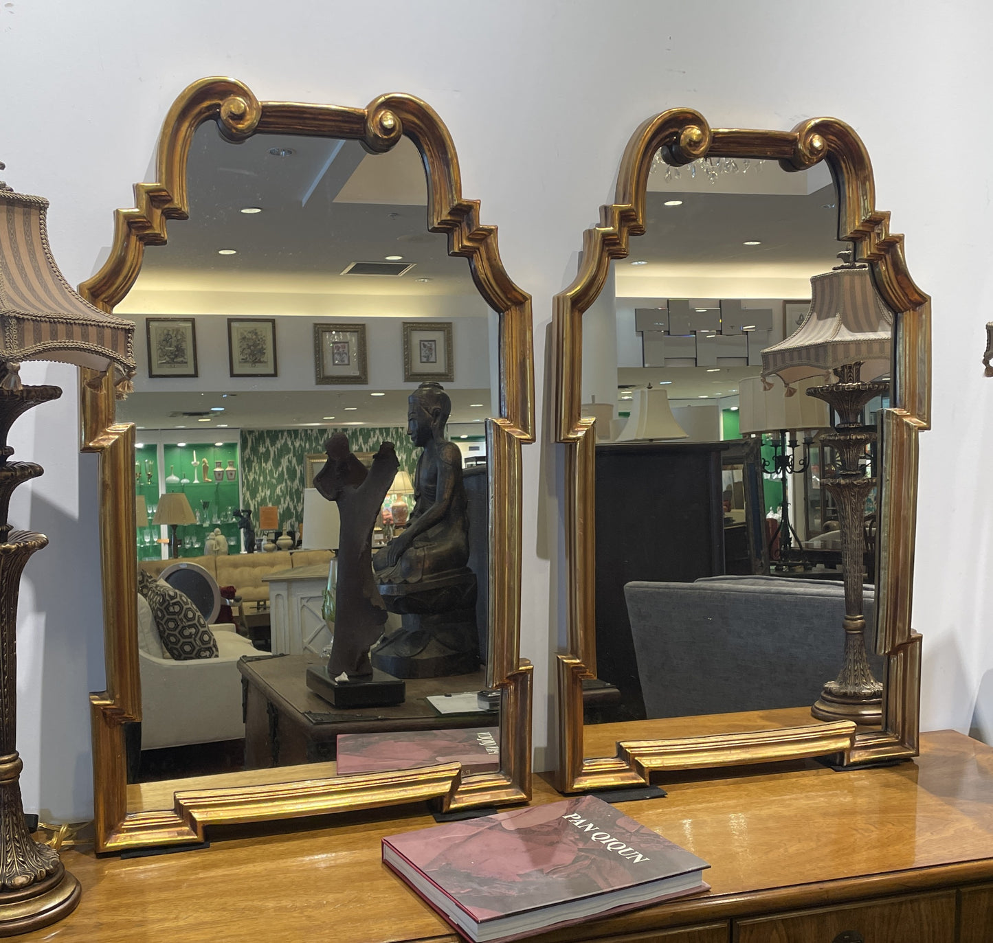 Hollywood Regency LaBarge Scroll Top Mirror (Two available 0JL00C and 0JL00D)