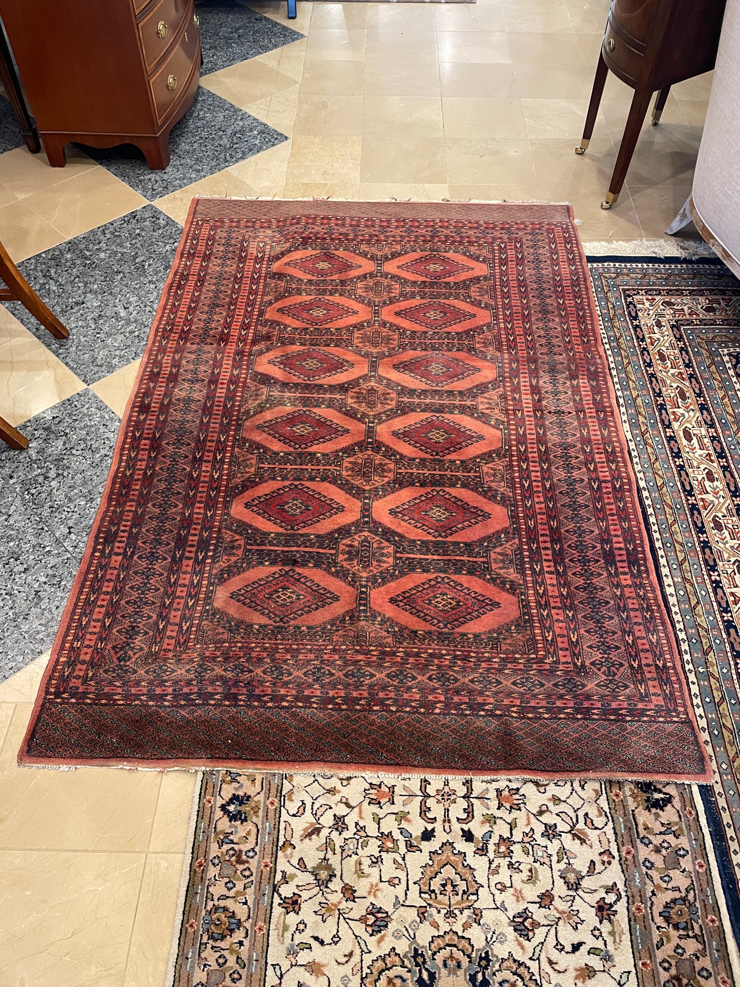 Bokara Rug 6'2" x 4'2" AS IS (0E4001) salmon/red