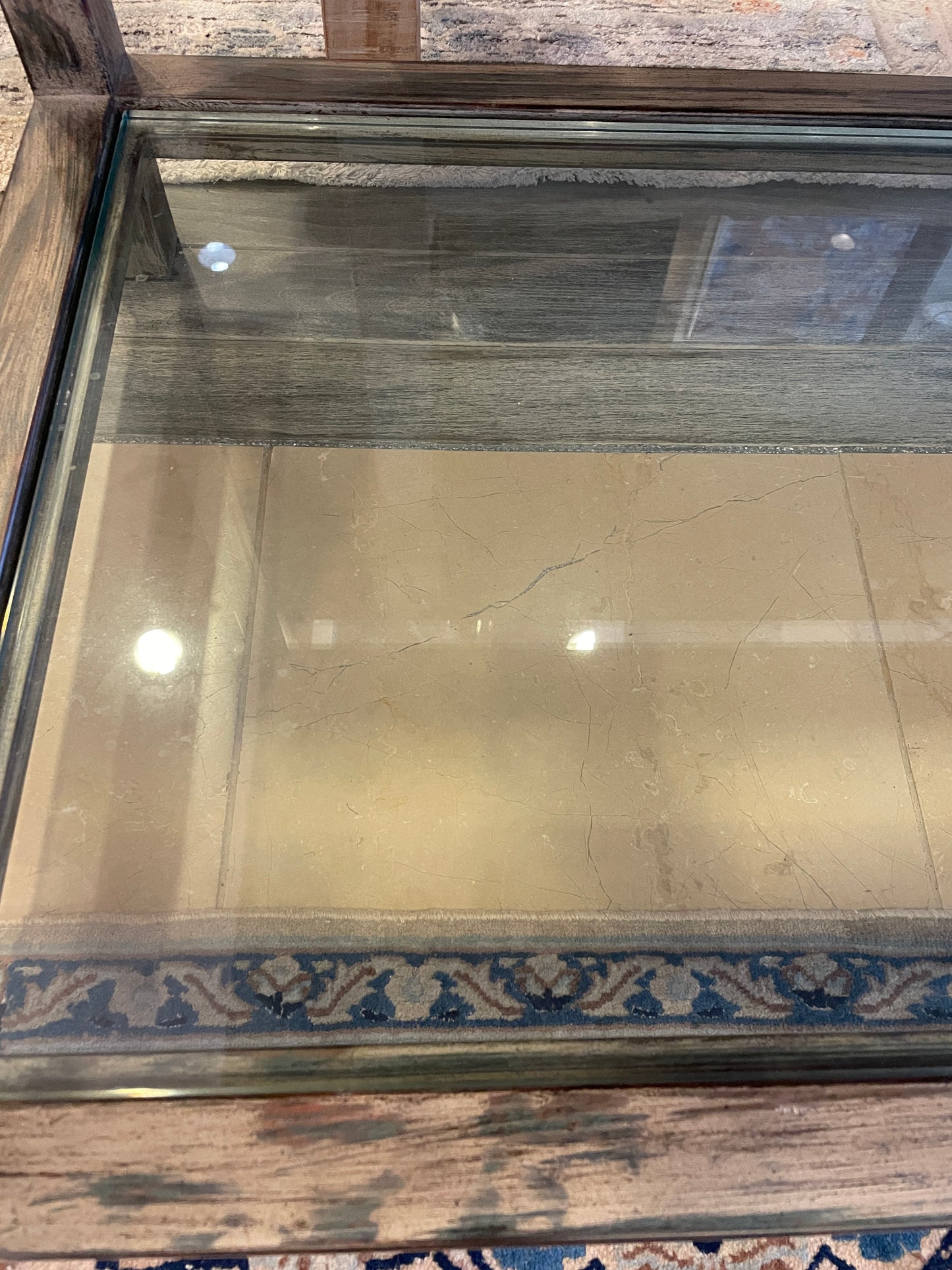 Artistica Metal, glass and marble console table (0E6004)