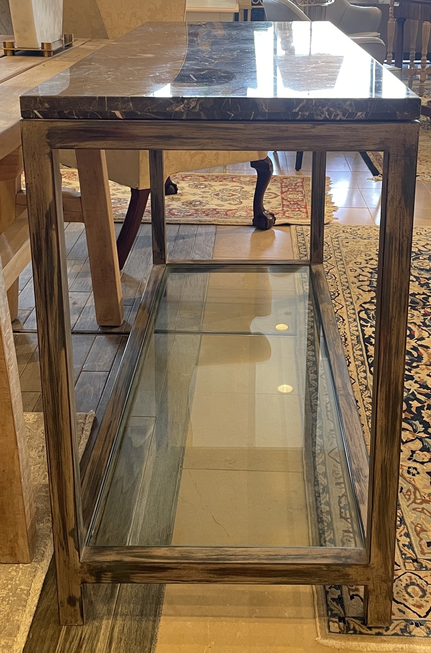 Artistica Metal, glass and marble console table (0E6004)