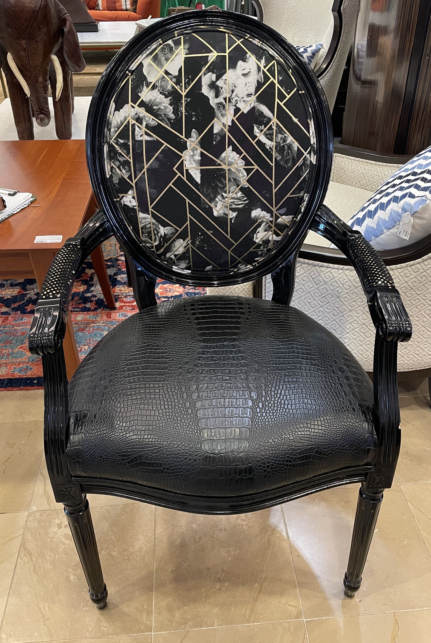Custom Arm Chair with Gold Accents (0E7009)