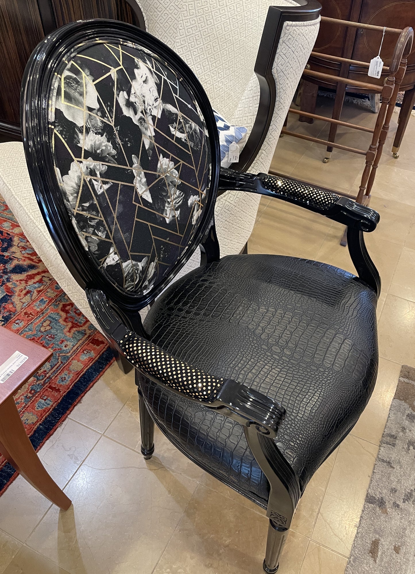 Custom Arm Chair with Gold Accents (0E7009)