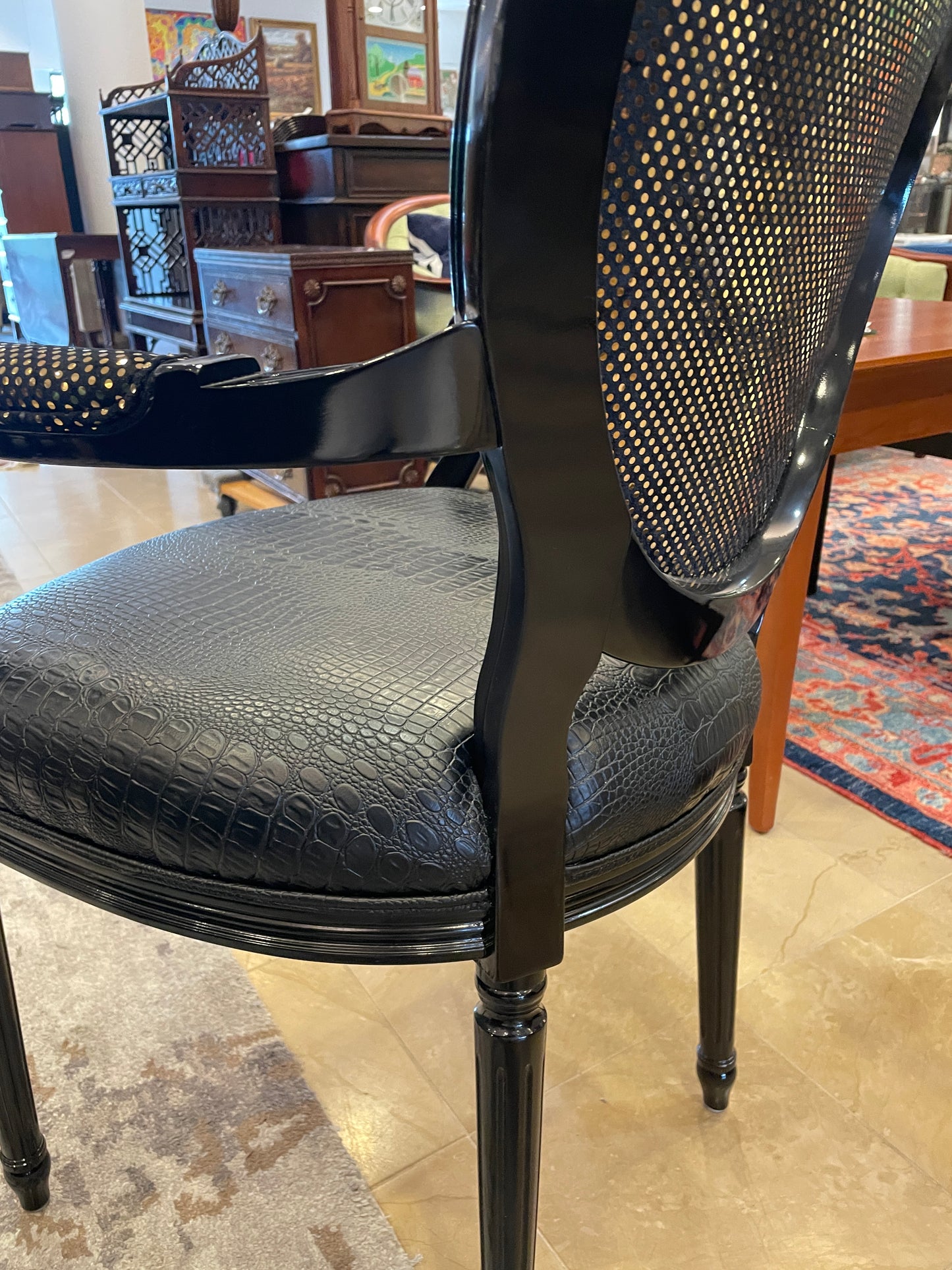 Custom Arm Chair with Gold Accents (0E7009)