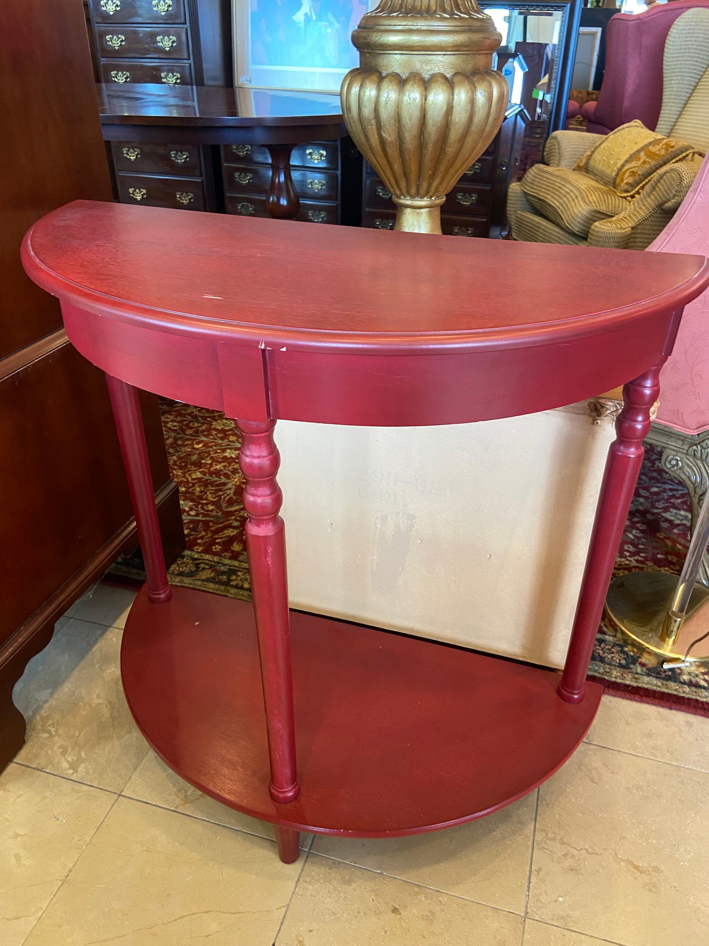 Red Demilune End Table (25628)
