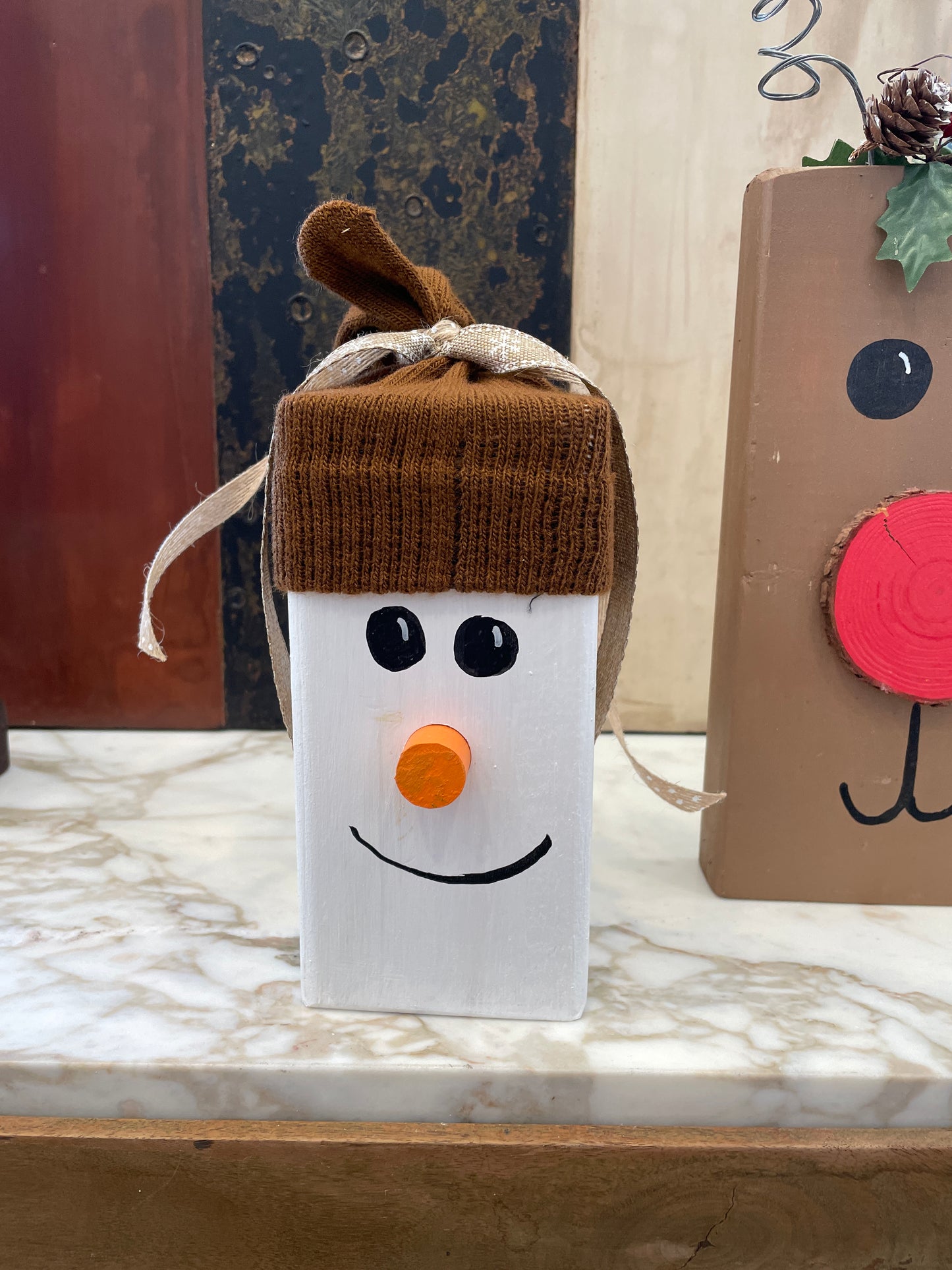 Woodblock Snowman, small (00O00D)