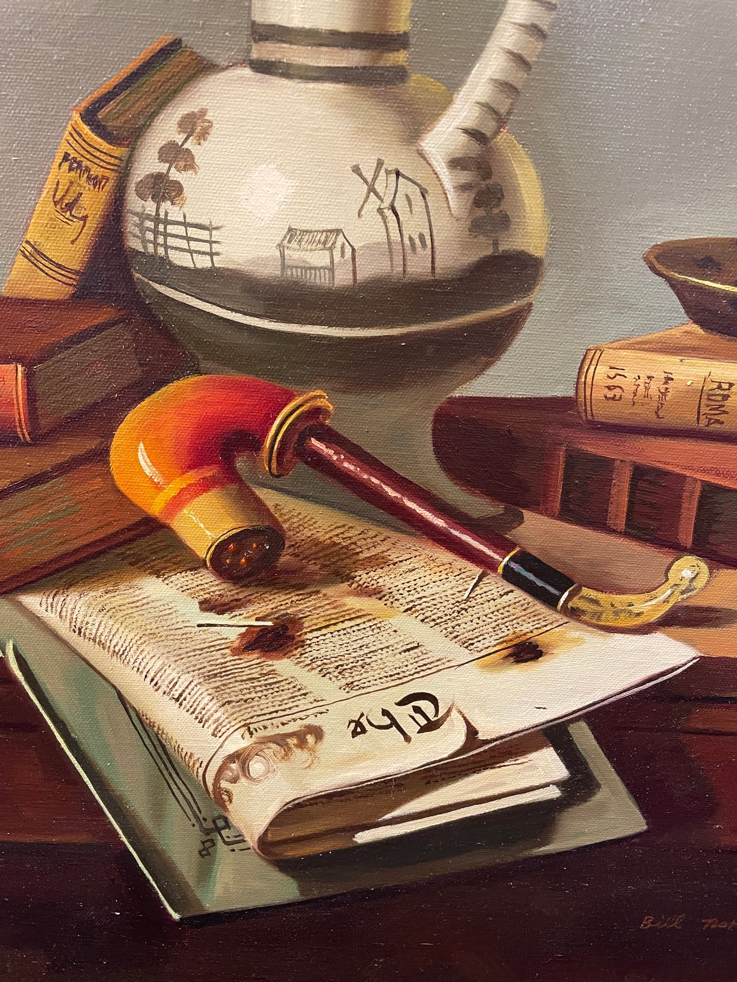 Still life of pipe on Canvas signed Bill Norton (01D00S)