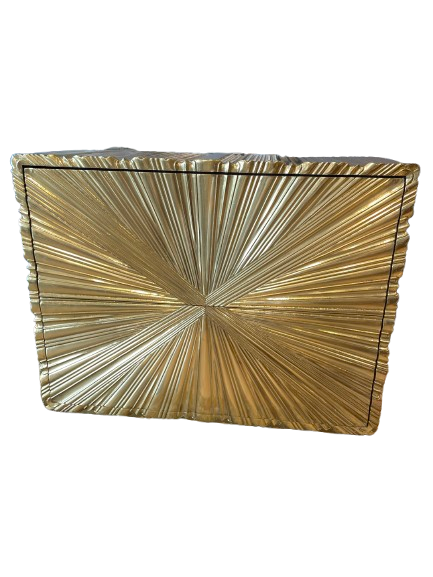 Global Views Linenfold Two Drawer Cabinet in Gold (0E700F)