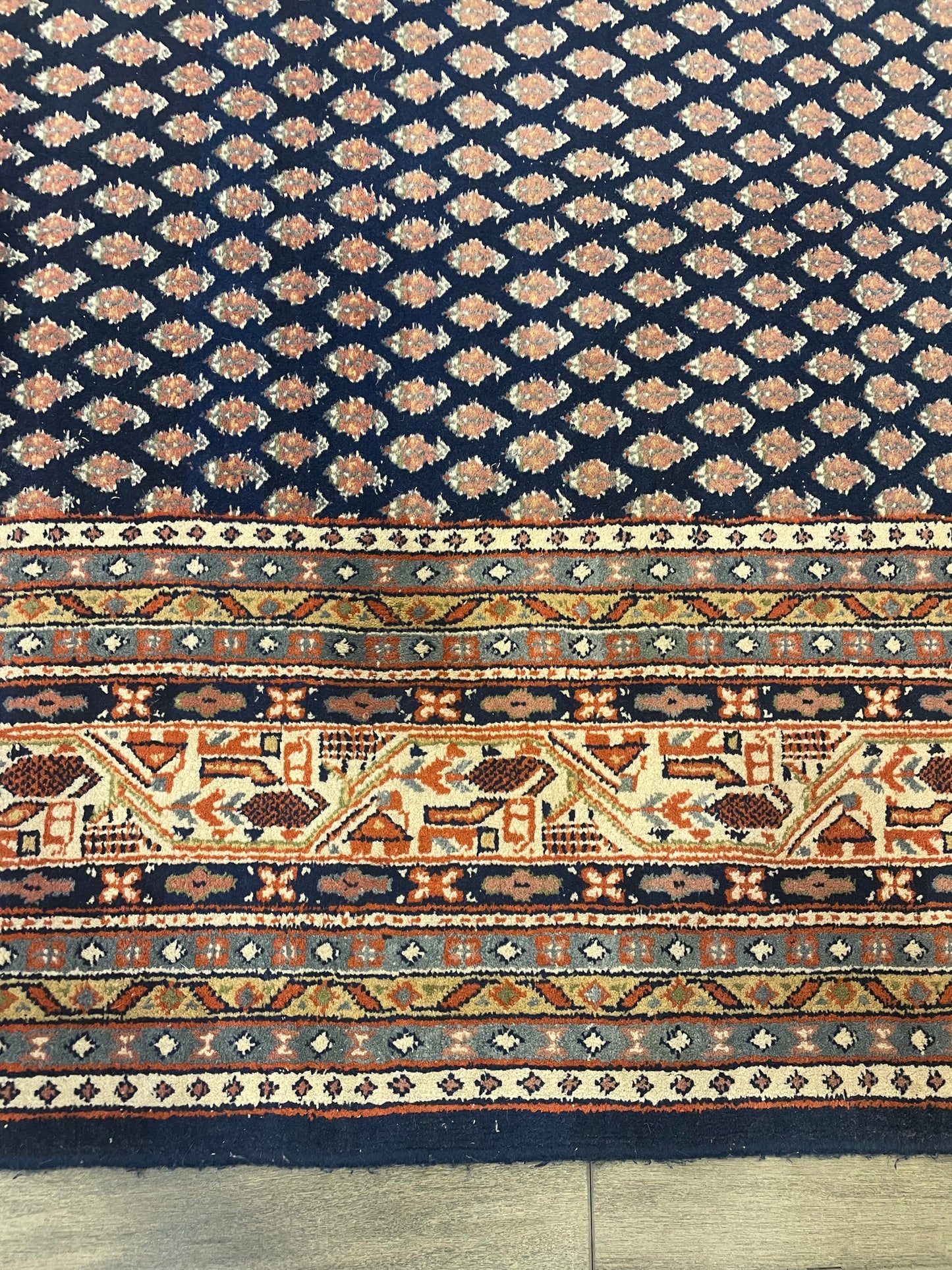 Persian MIR Rug, blues/orange/cream
