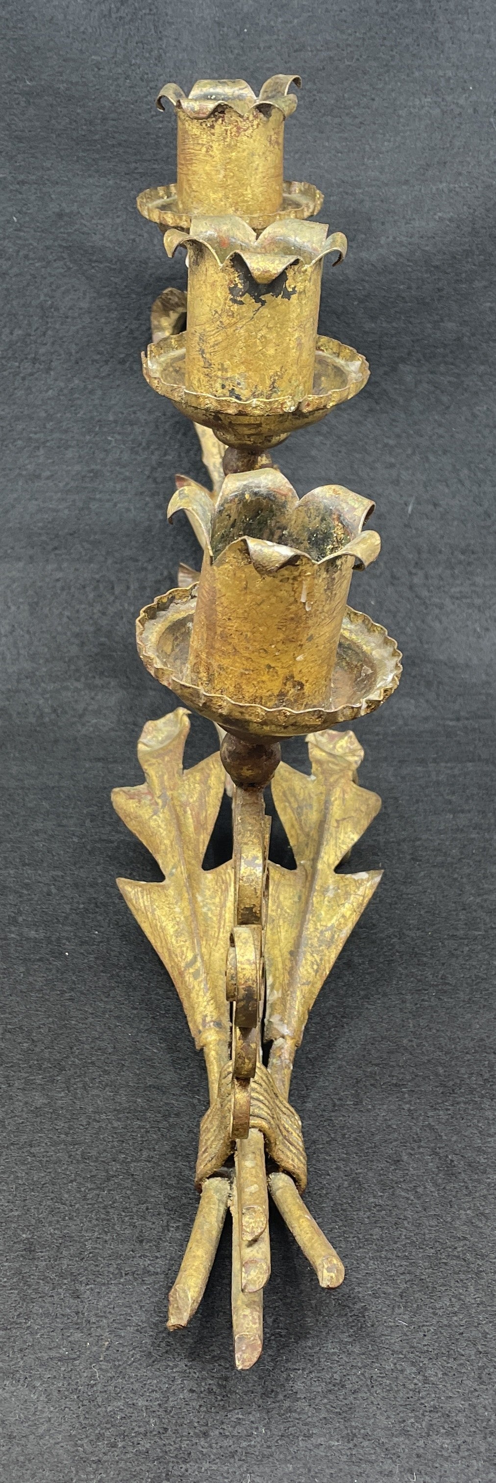 Vintage Italian Scrolled Triple Candlestick (0JL00V)