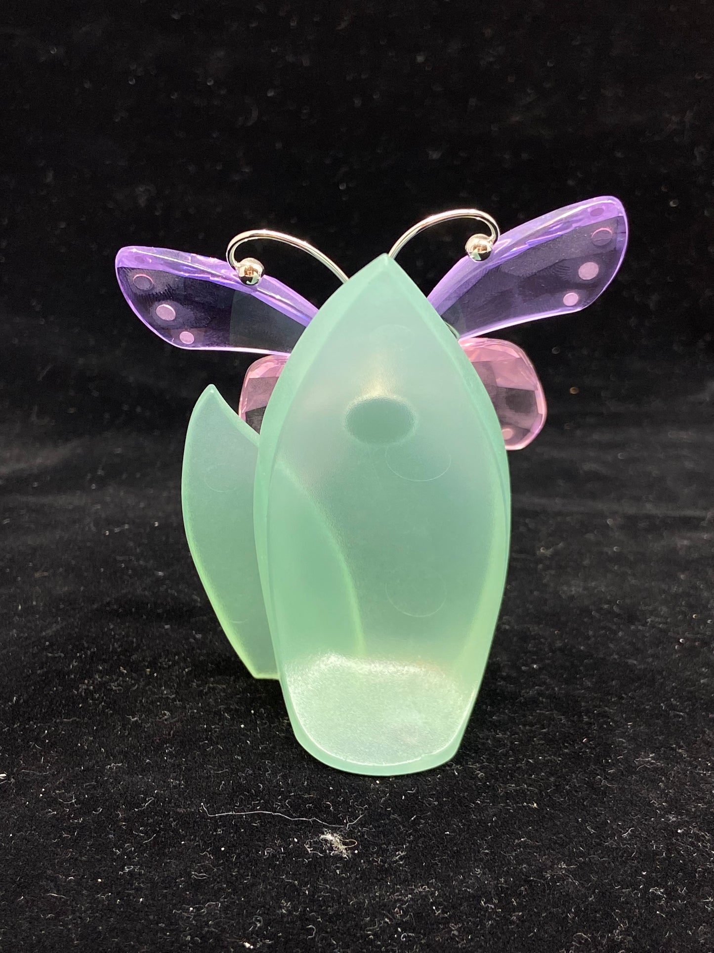 Swarovski Acara Violet Butterfly on Acrylic Leaf Display (Q5GU34)