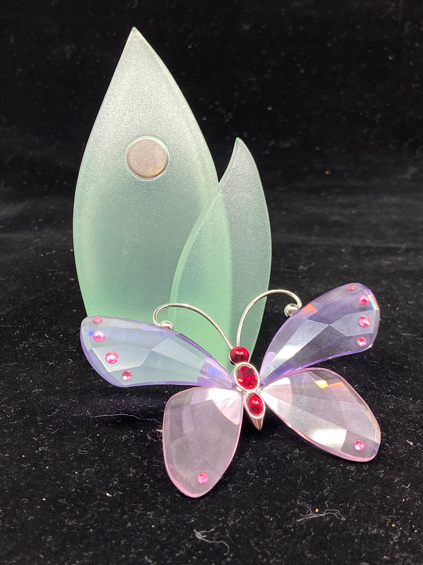 Swarovski Acara Violet Butterfly on Acrylic Leaf Display (Q5GU34)