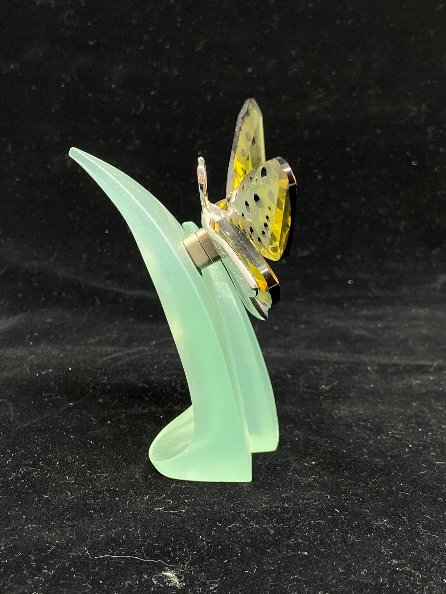 Swarovski Amorita Jonquil Butterfly on Acrylic Leaf Display (Q5GU34)