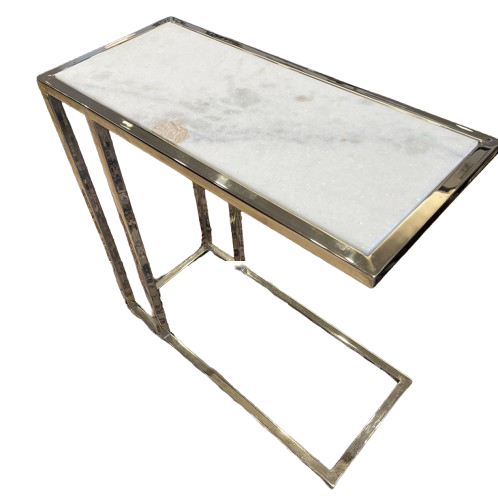 Regina Andrew Marble and Chrome Hugger Table (0EB007)