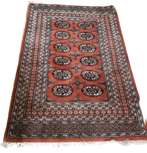 Wool Orange Bokhara 4x6 AS IS (0EG002)