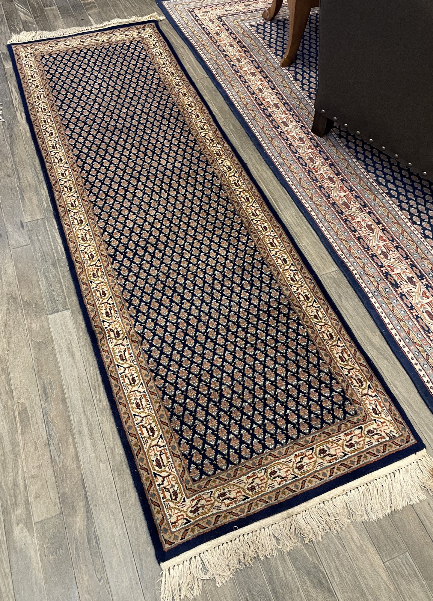 Deluxe Serabend Blue and Rose Runner 2.5' x 8' AS IS (0EG001)
