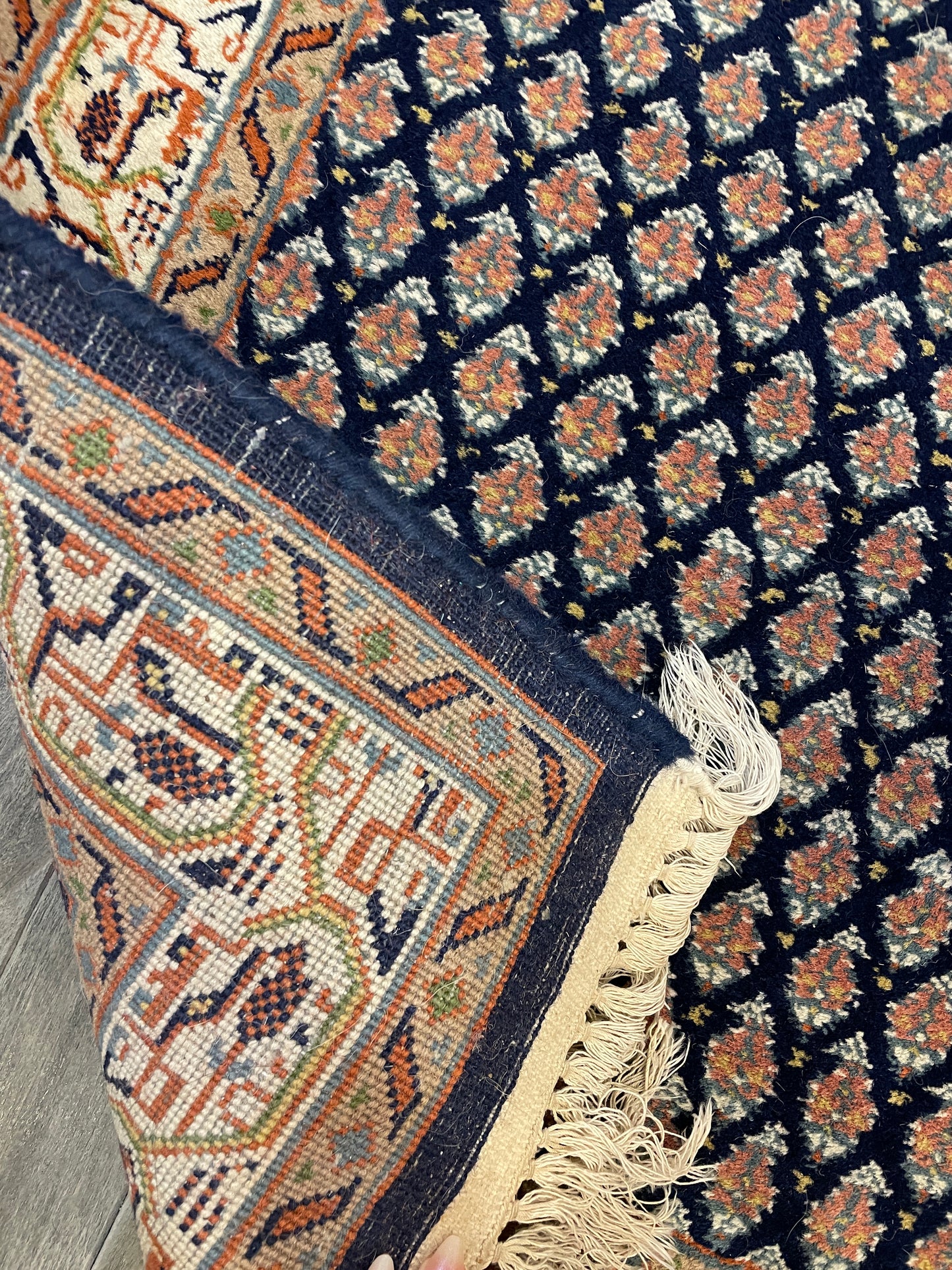 Deluxe Serabend Blue and Rose Runner 2.5' x 8' AS IS (0EG001)