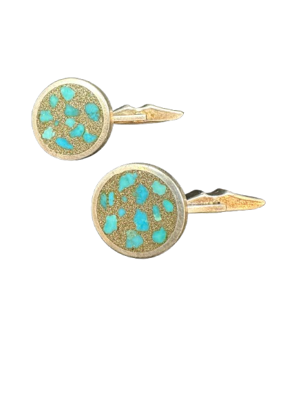 Turquoise and Sterling Silver Cufflinks (E3F7CP)
