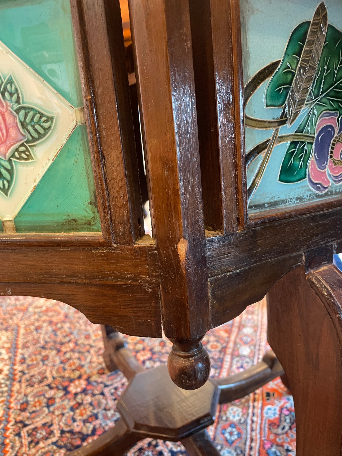 Teak Hexagonal Table with Tile Inserts (0EA00E)