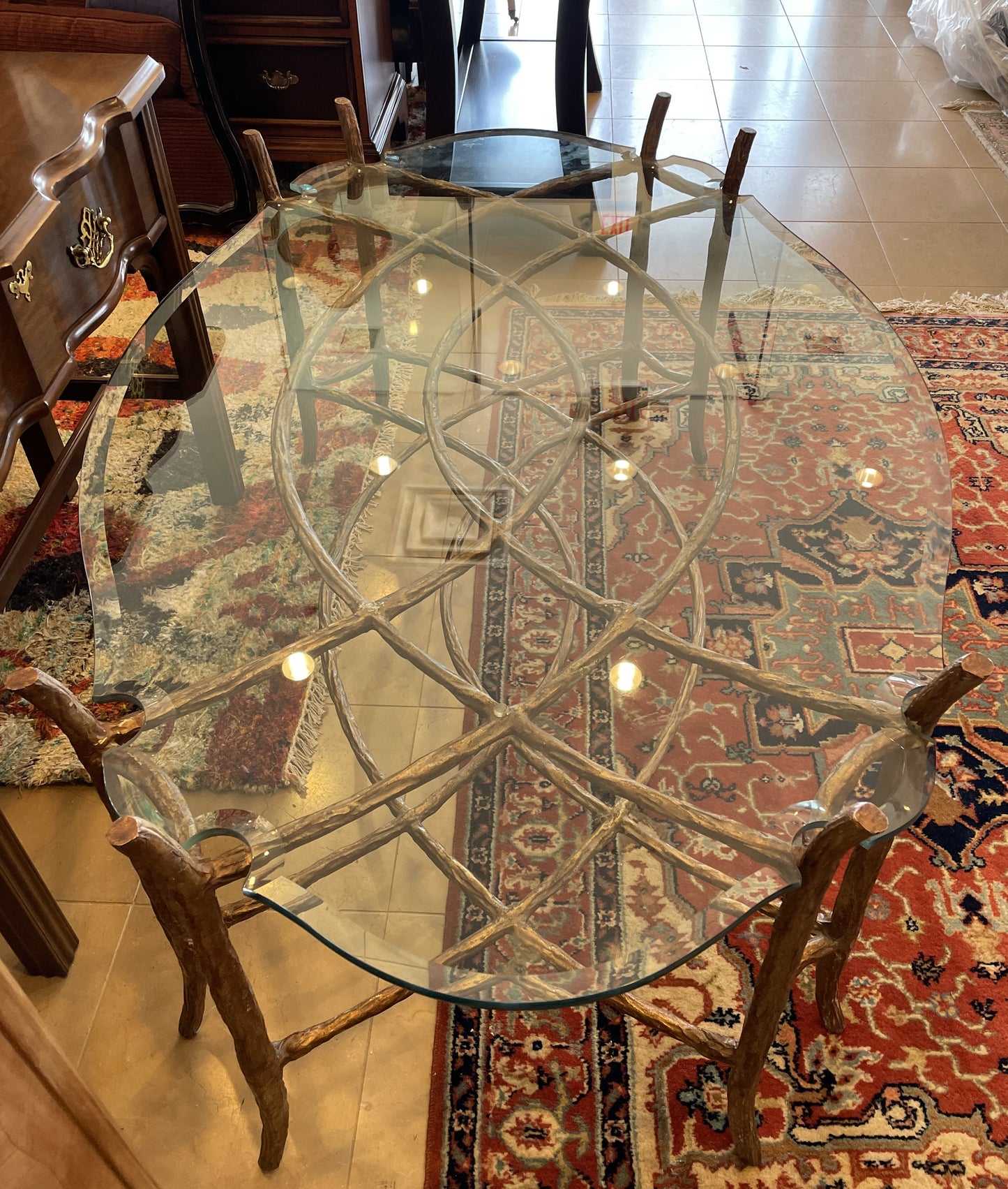 Dennis and Leen Faux Bois Gilt Bronze Coffee Table