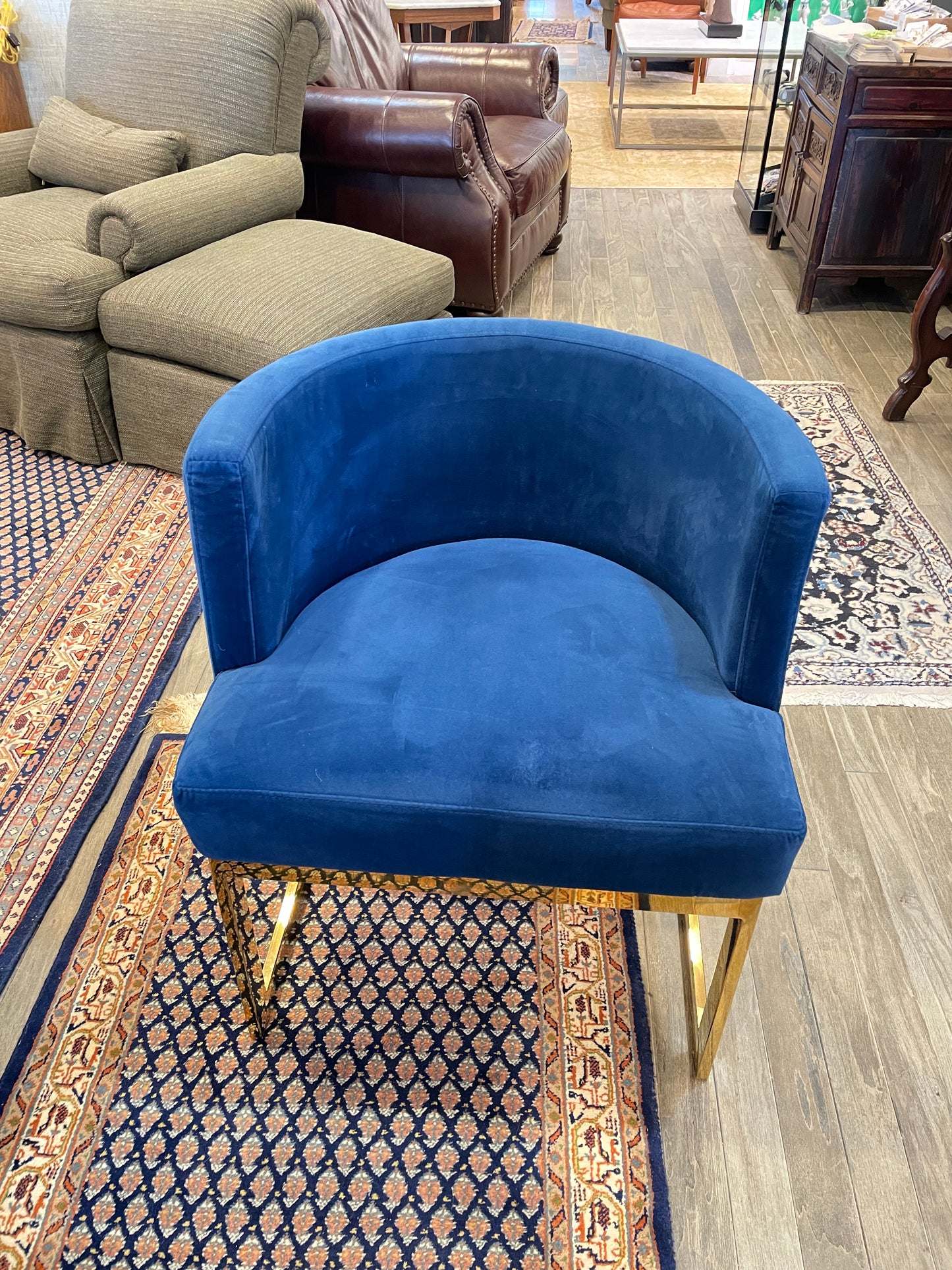 Blue Velvet and Chrome Chairs (Set of Four) (0EK002)